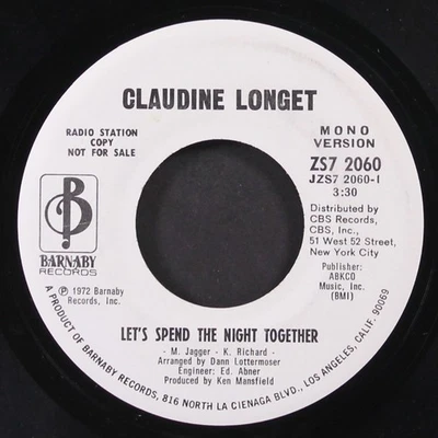 CLAUDINE LONGET: let's spend the night together / mono BARNABY 7" Single 45 RPM - Image 1 of 2