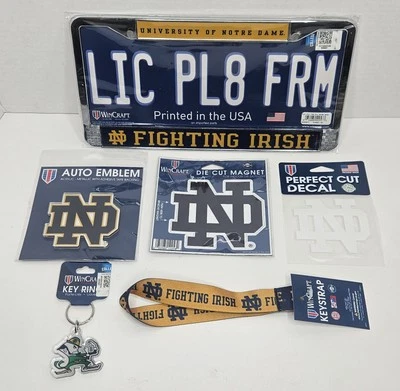 Notre Dame Fighting Irish License Plate Frame Auto Emblem Key Chain Lot WinCraft - Image 1 of 4
