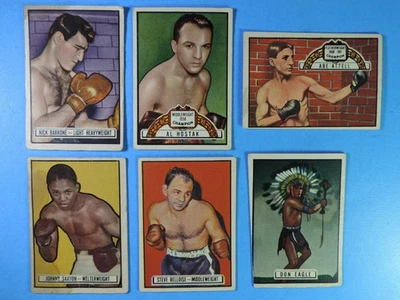 Lote de 6 tarjetas de boxeo 1951 Topps Ringside Al Hostak Abe Attell Johnny Saxton Foto 1 de 2