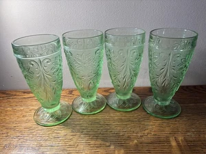 Indiana Glas Tiara Chantilly grün Sandwich 10 Unzen Eistee Becher mit Fuß (4) - Bild 1 von 7