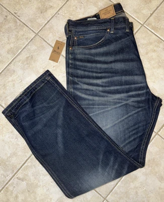 Pantalones de mezclilla Polo Ralph Lauren Heritage Rider para hombre 42 32 azul envejecido nuevos con etiquetas $168 Foto 1 de 4
