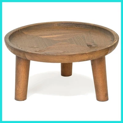 Sturdy and Portable 8.75" Dia Decorative Wooden Plant Stand - Indoor/Outdoor - Image 1 of 4