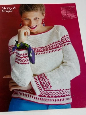 Modern Fair Isle Raglan Knitting Pattern S-XL Magazine Pages - Image 1 of 3