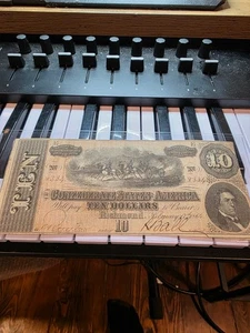 1864 Ten ($10) Dollar Bill CSA Note Confederate States of America Richmond - Picture 1 of 2