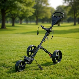 Premium 3 Wheeled Golf Push Trolley- Aluminum & Plastic - Foldable & Lightweight - Picture 1 of 22