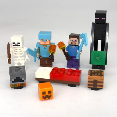 Lego Minecraft Lote Alex Steve Esqueleto Enderman Horno Mesa de Artesanía Foto 1 de 3
