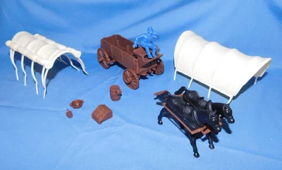 Classic Toy Soldiers Conestoga Wagon Brown w/ Cream Top, 2 horse driver (54MM) - Image 1 of 2