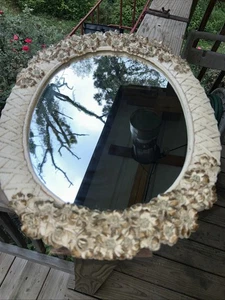Vintage Oval Dogwood Floral Mirror 20"x 15" Great Condition - Picture 1 of 4