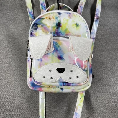 Mochila Betsey Johnson Floral Mini Perrito Kitsch Floral Perro Bulldog Boxer Usada en Excelente Condición Foto 1 de 4