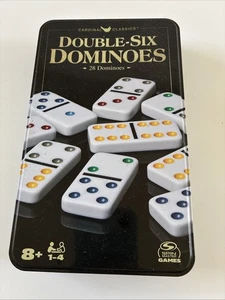 DOMINOES Double Six 28 Colores Dominó en Estaño Juegos Familiares - Imagen 1 de 2