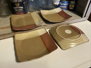 Sango GOLD DUST SIENNA Square Salad plate set of 4, 8 1/4", 5039, Excellent - Picture 1 of 4