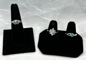 10k White Gold Ring Lot Of 3 Blue Stone Topaz & Diamond 6.5 GTW WEARABLE! - Picture 1 of 6