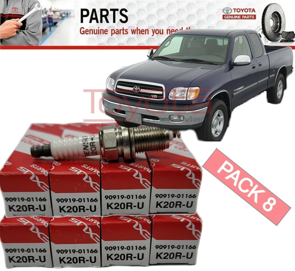 8 Pack Genuine Toyota Sequoia Tundra V8 Spark Plug K20R-U 90919-01166 - Image 1 of 1