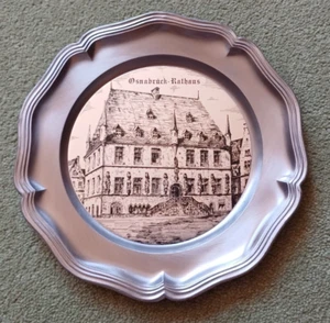German Decorative Hanging Plate Osnabrueck Rathaus Pewter - Picture 1 of 4