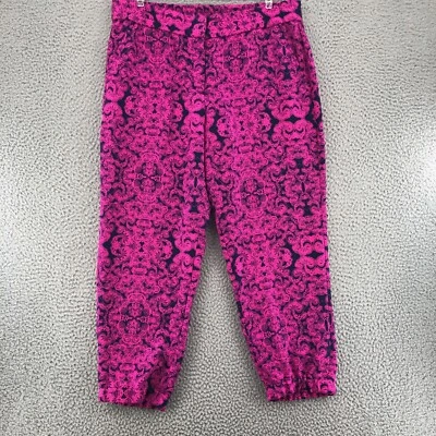 Pantalones Ann Taylor para mujer 10 rosas con estampado de encaje recortados bolsillos cónicos para las piernas Foto 1 de 4