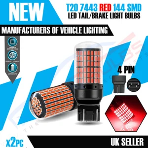 2X ROT Stop Rückleuchte T20 Keil W21/5W 7443 580 Bremsleuchte 144 SMD - Bild 1 von 9