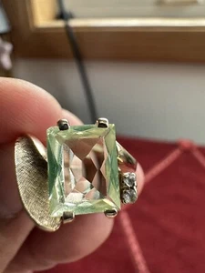 10k massiver Gelbgold Smaragd Schliff Peridot Schlangenring Antik 1970er Vintage 3,12 Gr. - Bild 1 von 24