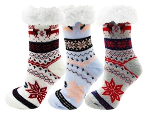 Fluffy Thermal Sherpa Slipper Socks, 3 Pairs for Women, Ultra Soft Christmas - Picture 1 of 57