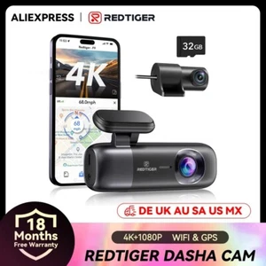 REDTIGER F9 Dash Cam 4K Front und Rear Dash Camera WiFi GPS with Hardwire Kit - Bild 1 von 6