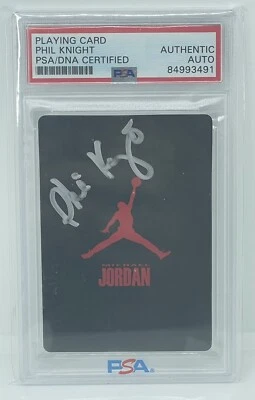 PHIL KNIGHT NIKE AIR MICHAEL JORDAN PLAYING CARD ON CARD LOGO AUTO PSA DNA COA - Image 1 of 2