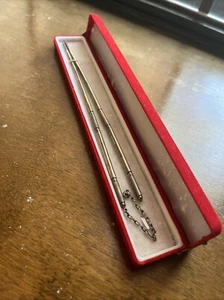 Bacchette da viaggio antiche in argento sterling 925 con catena con custodia 19 mm - Foto 1 di 7