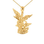 14k Yellow Gold St Michael The Archangel Pendant Necklace