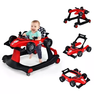 Foldable Baby Walker 4 in1 Infant Walker Adjustable Toddler Activity Center Red - Picture 1 of 18