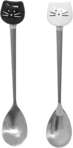 2PCS Cute Cat Spoon Stainless Steel Tea Spoon Coffee Spoon Sugar Spoon for Ca... - Picture 1 of 3