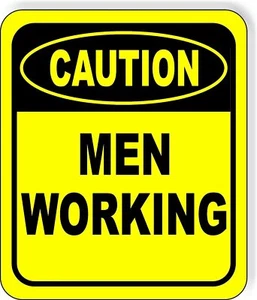 CAUTION Men Working METAL Aluminum Composite OSHA SAFETY Sign - Picture 1 of 5