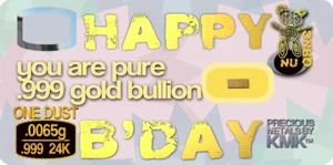 Micro Greeting Card with 0.0065 grams 1/10 of a GRAIN of 24K Gold .999 - Picture 1 of 1