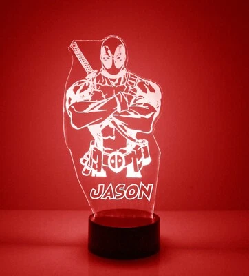 Deadpool, Personalized FREE, LED Night Light Lamp + Remote, Light Up Deadpool - Image 1 of 4
