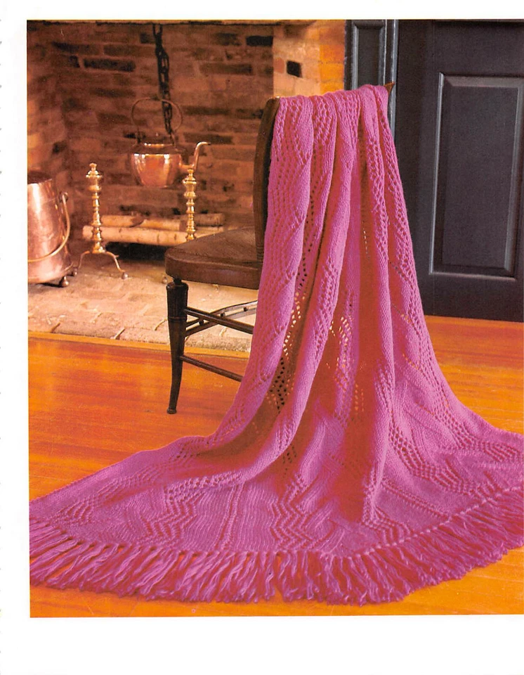 Lace Pattern Afghan in Knit - Vintage - Image 1 of 1