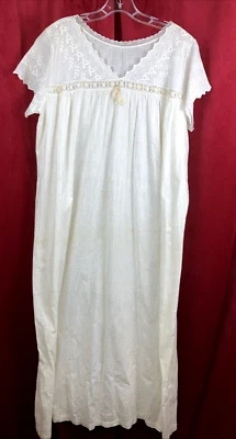 1910 Edwardian 20s Style nightgown ribbon embroidery eyelet yoke 1920s flapper - Image 1 of 4