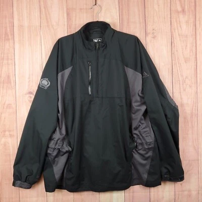 adidas Golf Quarter Zip Pullover Jacket Mens Sz XL Loose Black Embroidered  - Image 1 of 4