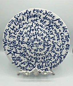 Royal Delft 1653 Diskus Plate Women Plate Calligraphy Script Inspirational Blue - Picture 1 of 12
