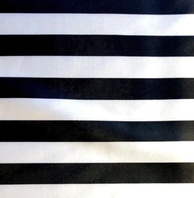 Striped Satin Black and White Fabric1 Inch Stripe 60" By The Yard Light Weight - Image 1 of 4