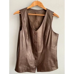 Danier Leather Women's Vest Women Size 8/10 Chocolate Brown Pants Sold Separate - Picture 1 of 12