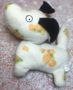 Kellytoy weißer Welpe Hund Stofftier Plüschtier 10 Zoll gelbe Blumen schwarze Ohren - Bild 1 von 6
