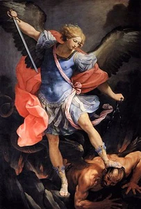 St. Michael the Archangel defeating Satan POSTER 24 X 36 INCH Catholic Saints - Picture 1 of 1