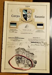 Corps Saxonia Leipzig - Wappen Zirkel Haus - um 1910 - Tafel / Studentika - Bild 1 von 1