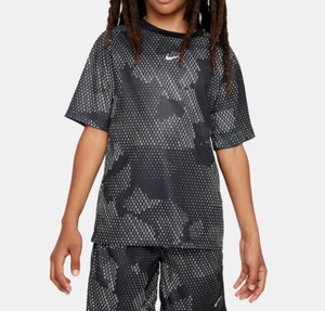 Nike Boys' (Kids) Black/White Print Dri-FIT Short-Sleeve Top (FN8694-010) L/XL - Picture 1 of 4