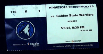 Timberwolves Warriors Ticket Stub NBA Playoffs Game 1 Butler Returns 5/6/2025 - Image 1 of 2