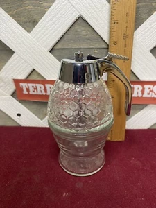 Norpro Premium Honey Syrup Dispenser Pot Jar 1 Cup Glass Bee Hive Trigger stand - Picture 1 of 3
