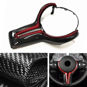 Red Carbon Fiber Steering Wheel Cover Trim For BMW M2 F87 M3 F80 M4 F82 F12 - Bild 1 von 7