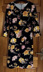 Ladies Betty Barclay Floral Black Dress Size 10 - Picture 1 of 2
