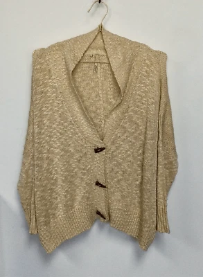 Cárdigan de punto grueso negro Elan para mujer talla pequeña botones de cuerno de palanca Foto 1 de 4