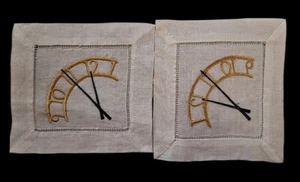 8 Nuevo Reloj Servilleta Cóctel Lino Bordado Cara Hilo Metálico Excelente - Imagen 1 de 4
