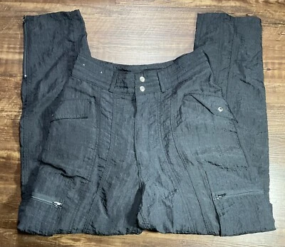 Pantalones de Paracaídas Jordache Años 80 De Colección Para Mujer 7 Negros Nylon Carga Cremallera Gorpcore Foto 1 de 4