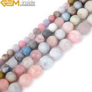 Natural Frosted & Smooth Multicolor Morgan Jade Beaded Bracelet Jewelry Making - Picture 1 of 32