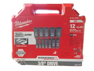 Milwaukee 12-Piece 3/8" Drive Impact Socket Kit 49-66-7006 - Image 1 of 2